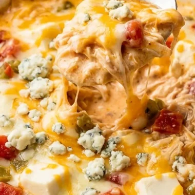 Slow Cooker Buffalo Chicken Rotel Dip finished recipe