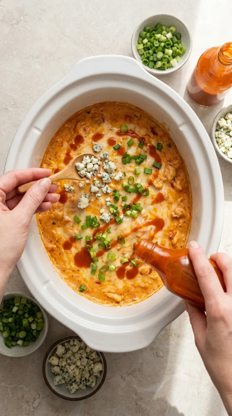 Slow Cooker Buffalo Chicken Rotel Dip step 13