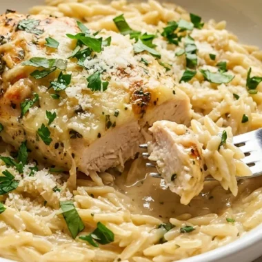 Slow Cooker Parmesan Herb Chicken & Orzo finished recipe