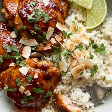 Spicy Maple Chicken & Coconut Rice finished recipe