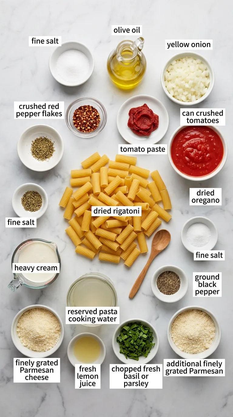 Spicy Rigatoni Pasta - Preparation Phase