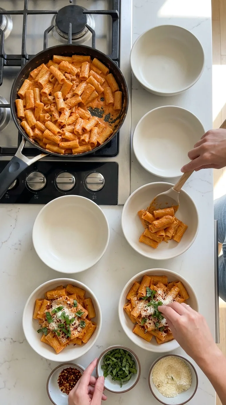 Spicy Rigatoni Pasta - Process Step