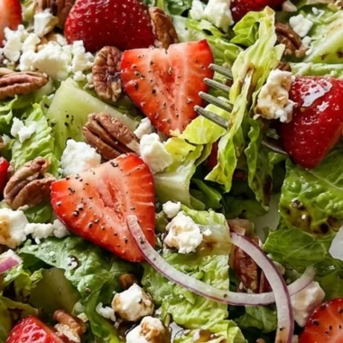 Strawberry Romaine Feta Salad with Balsamic Vinaigrette finished recipe