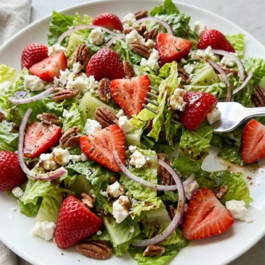 Strawberry Romaine Feta Salad with Balsamic Vinaigrette finished recipe