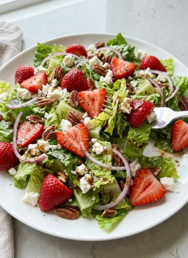 Strawberry Romaine Feta Salad with Balsamic Vinaigrette finished recipe