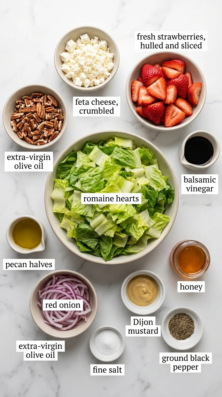 Strawberry Romaine Feta Salad with Balsamic Vinaigrette ingredients
