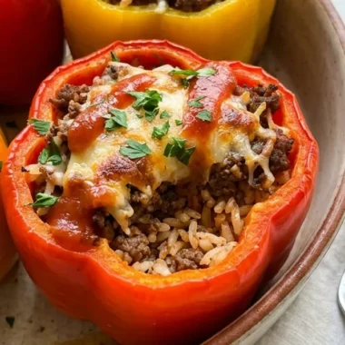 Stuffed Peppers with Rice and Beef finished recipe