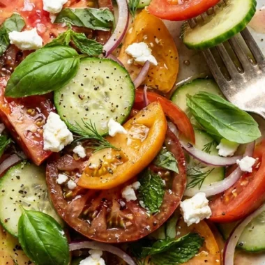 Summer Tomato and Cucumber Salad with Fresh Herbs finished recipe