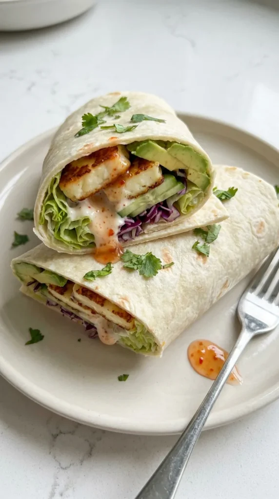 Sweet Chili Halloumi Wraps full finished recipe