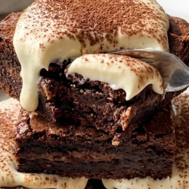 Tiramisu Brownies with Mascarpone Cream finished recipe