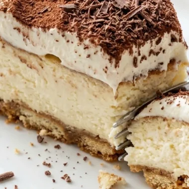 Tiramisu Cheesecake with Mascarpone Cream finished recipe