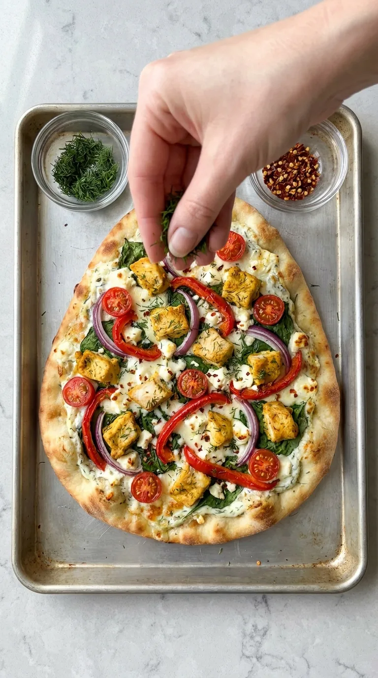 Tzatziki Chicken Veggie Naan Pizza step 13