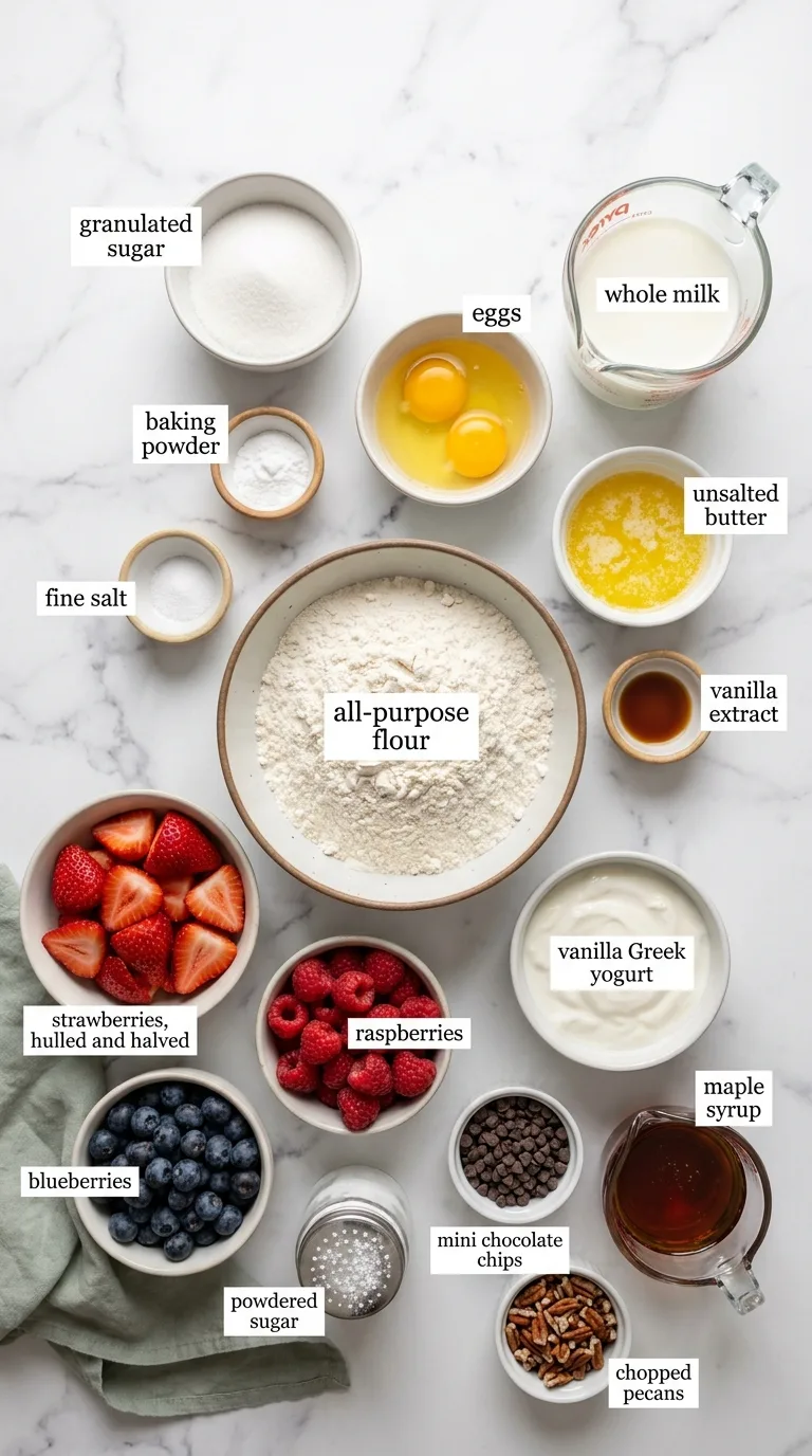 Valentine’s Day Waffle Board ingredients