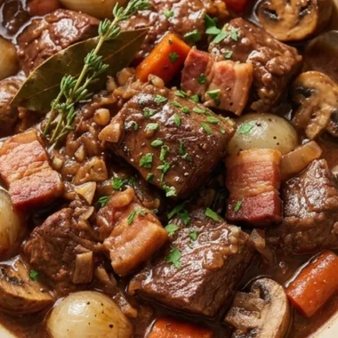 Beef Bourguignon finished recipe