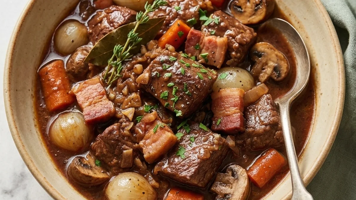 Beef Bourguignon finished recipe