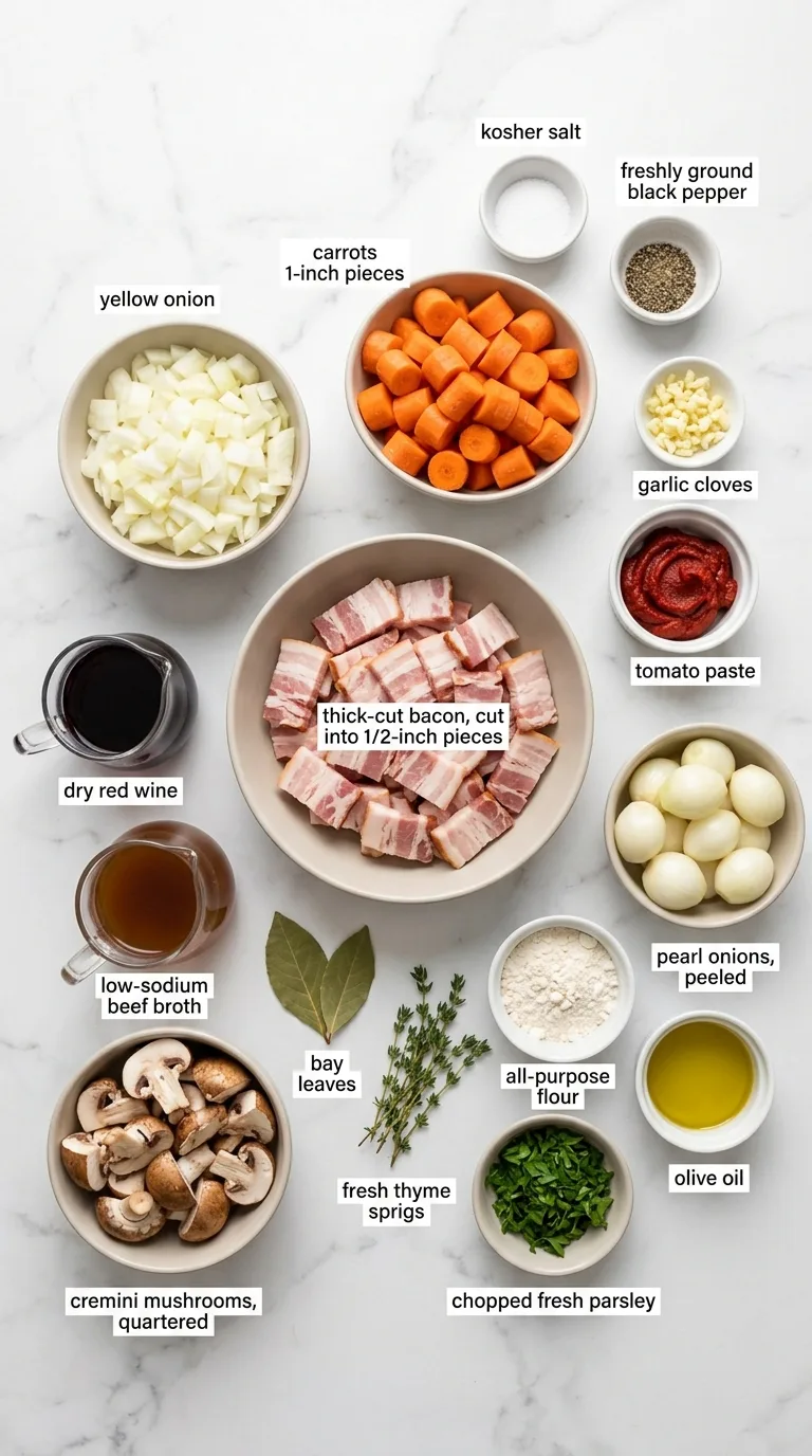 Beef Bourguignon ingredients