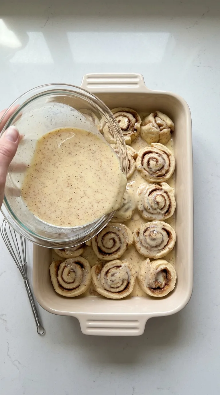 Breakfast Cinnamon Roll Casserole - Ingredients Layout