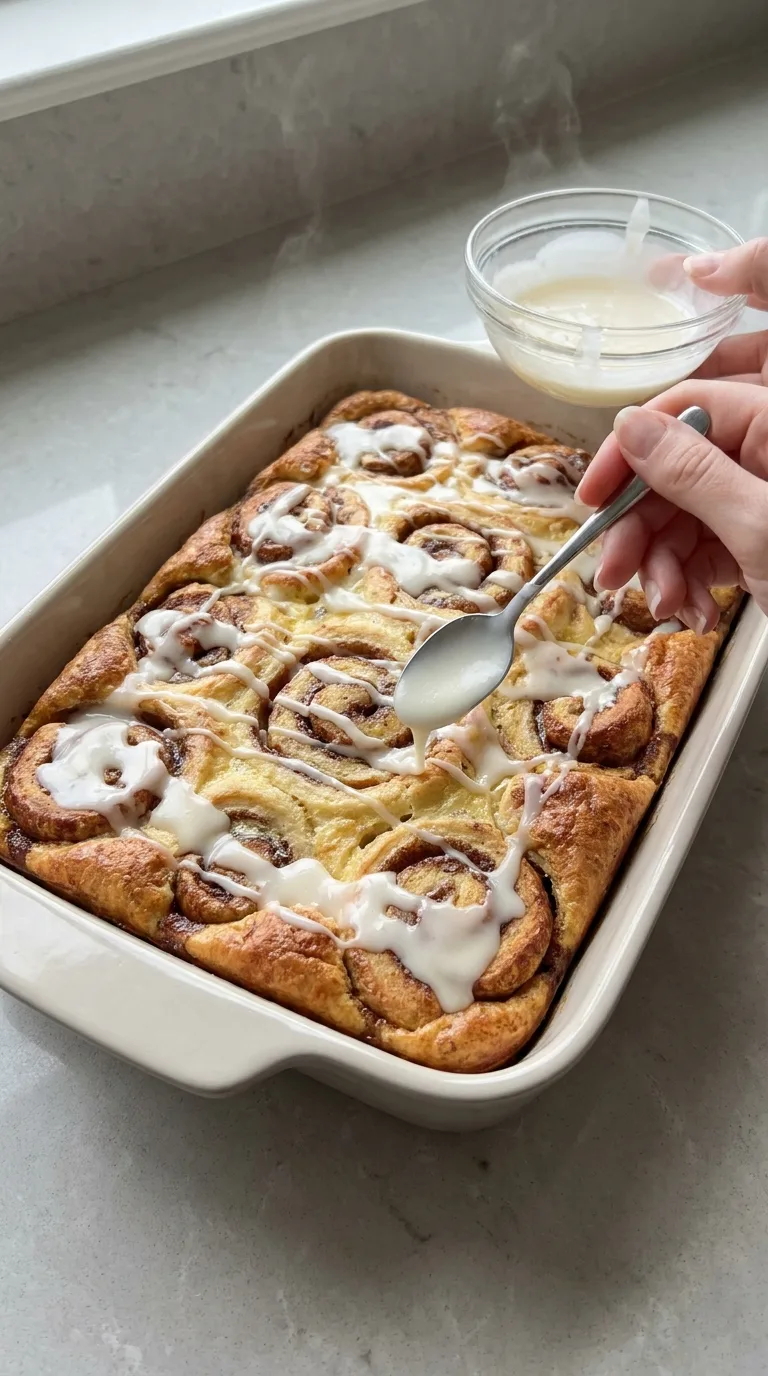 Breakfast Cinnamon Roll Casserole - Process Step