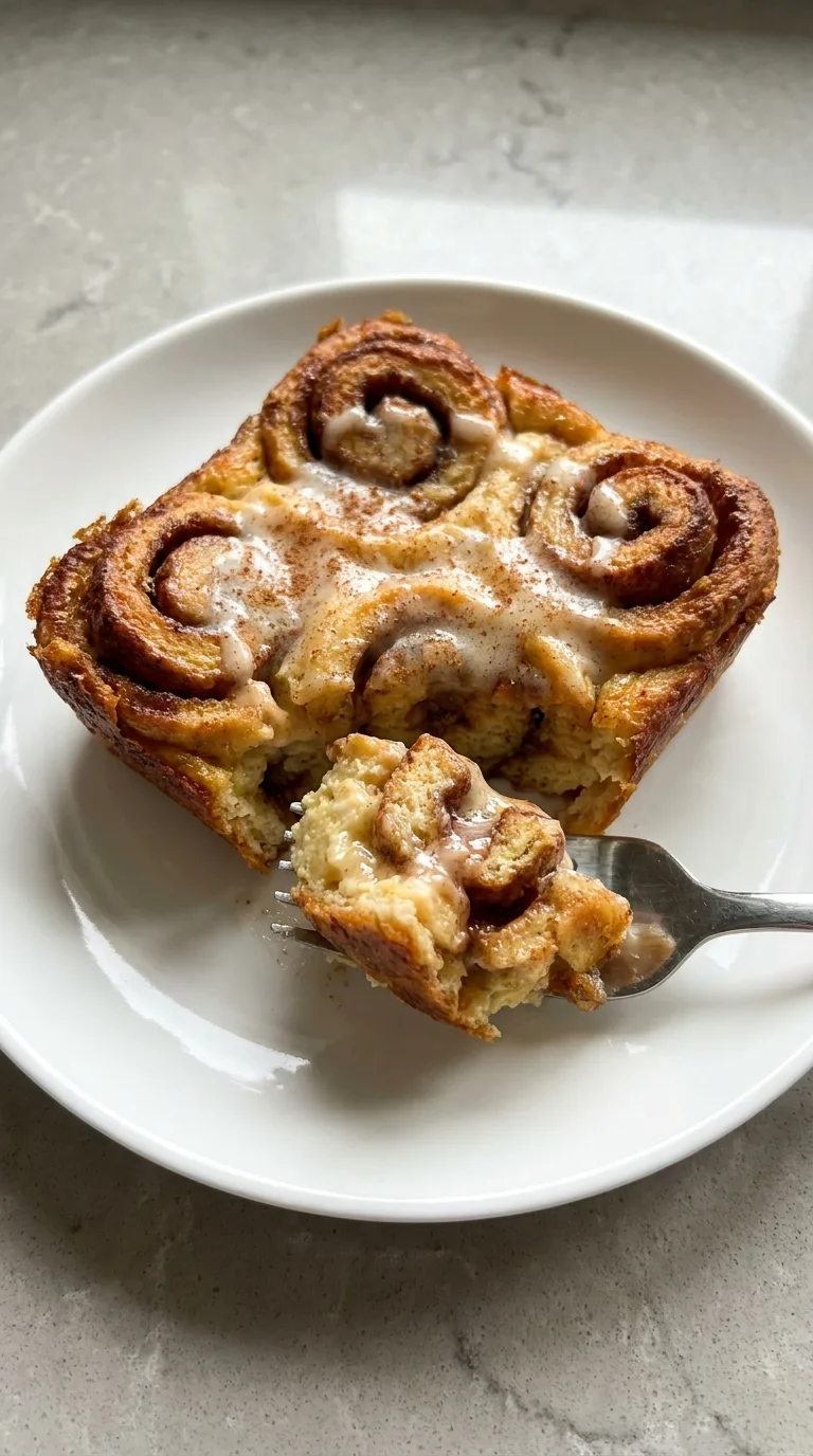Breakfast Cinnamon Roll Casserole - Delicious Texture