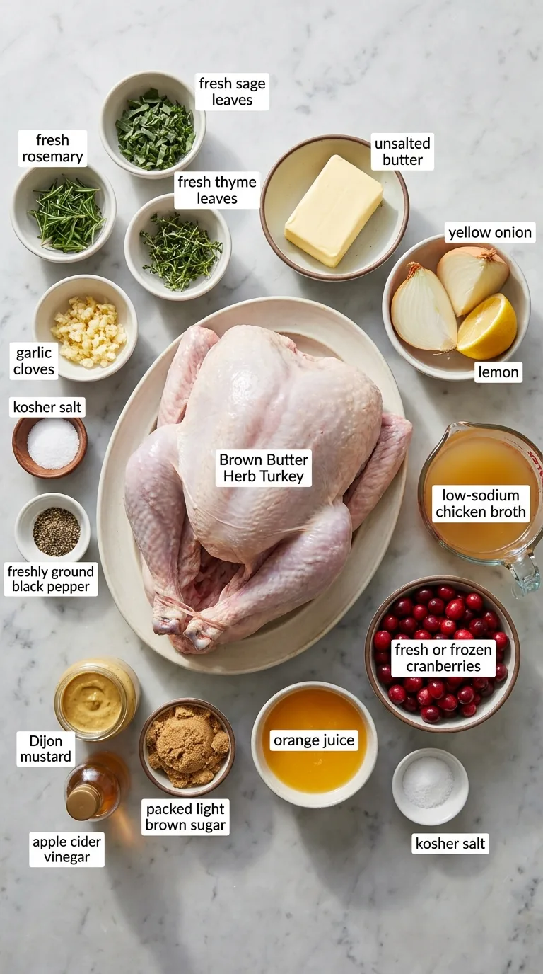 Brown Butter Herb Roasted Turkey with Cranberry Mustarda - Preparation Phase