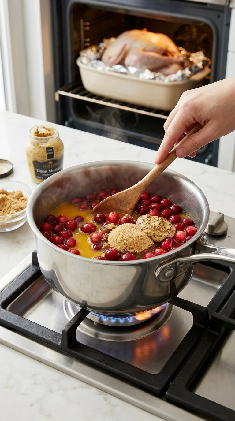 Brown Butter Herb Roasted Turkey with Cranberry Mustarda - Process Step