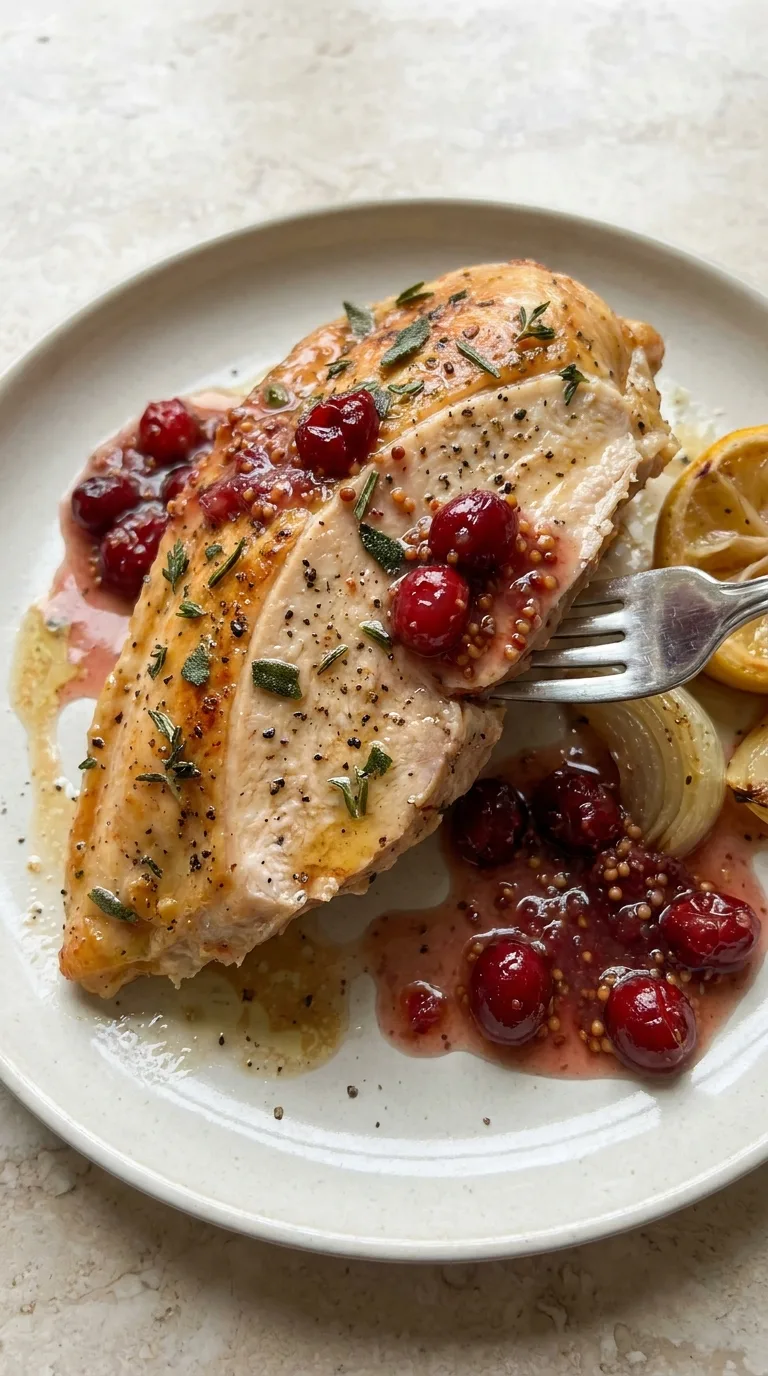 Brown Butter Herb Roasted Turkey with Cranberry Mustarda - Delicious Texture