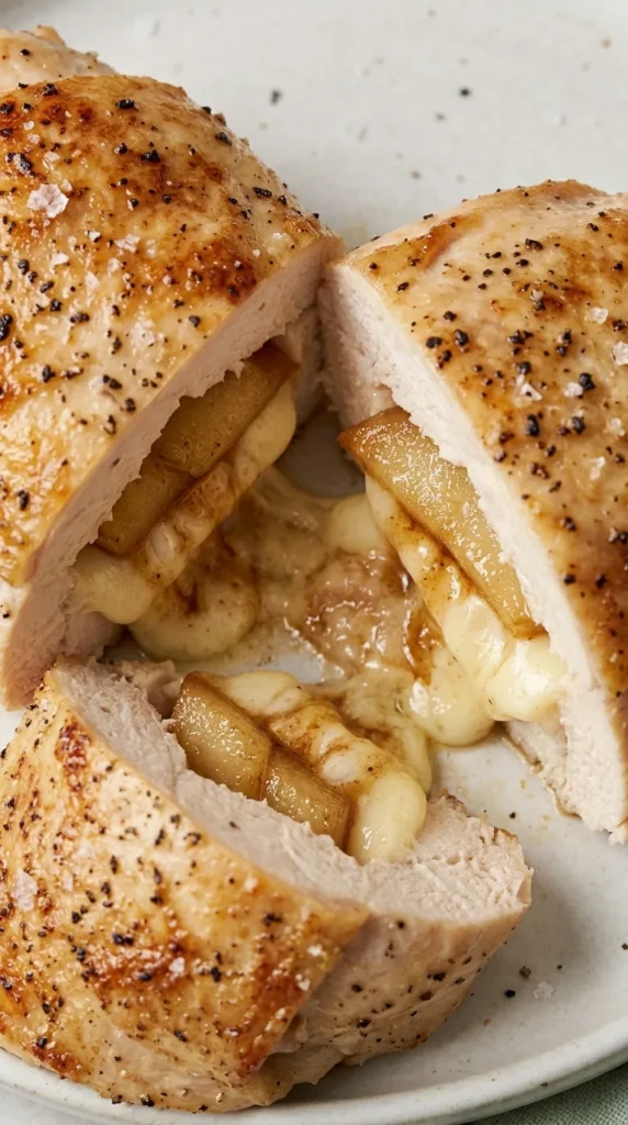 Caramelized Pear and Brie Stuffed Chicken full finished recipe