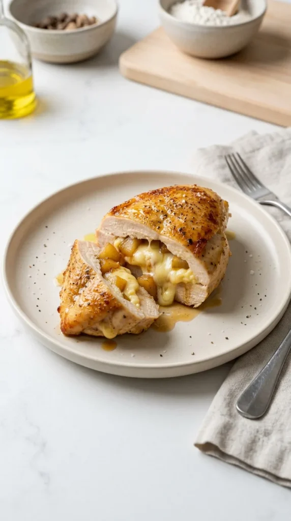 Caramelized Pear and Brie Stuffed Chicken full finished recipe