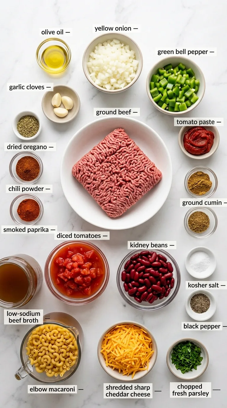 Chili Mac ingredients