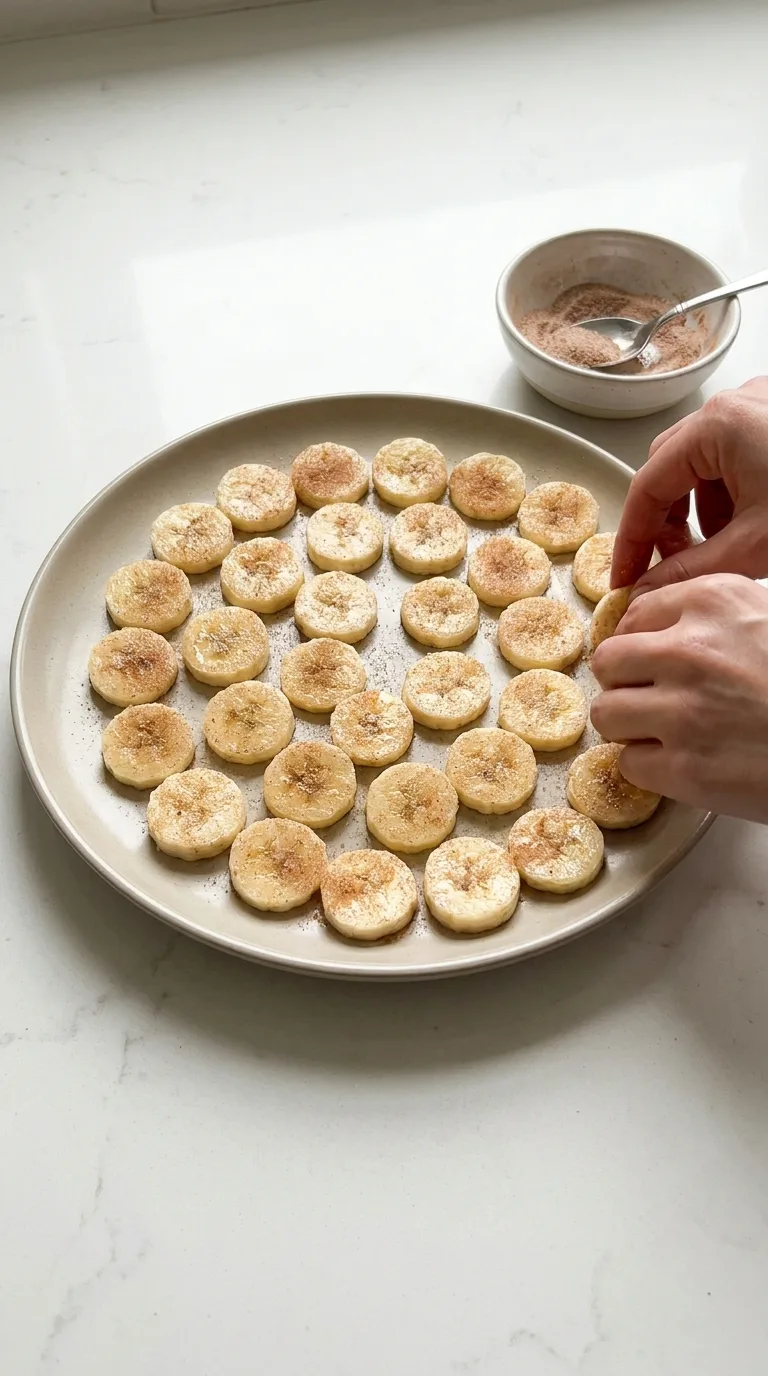 Cinnamon-Sugar Air Fryer Banana Chips - Ingredients Layout