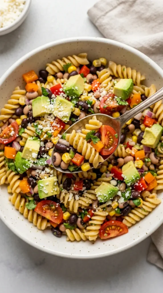 Cowboy Caviar Pasta Salad full finished recipe