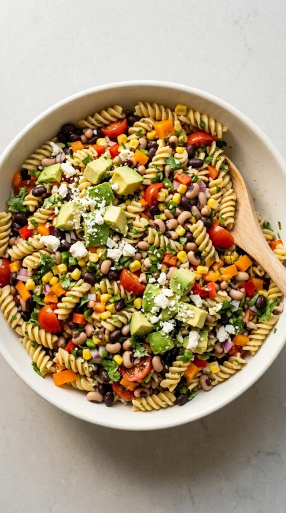 Cowboy Caviar Pasta Salad full finished recipe