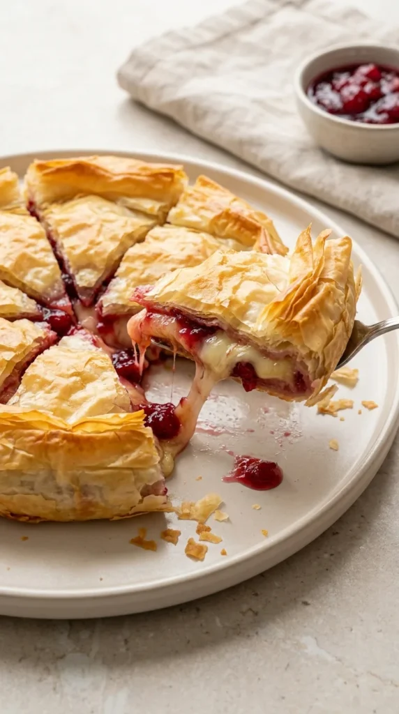 Layered Phyllo Pastry with Brie and Cranberry full finished recipe
