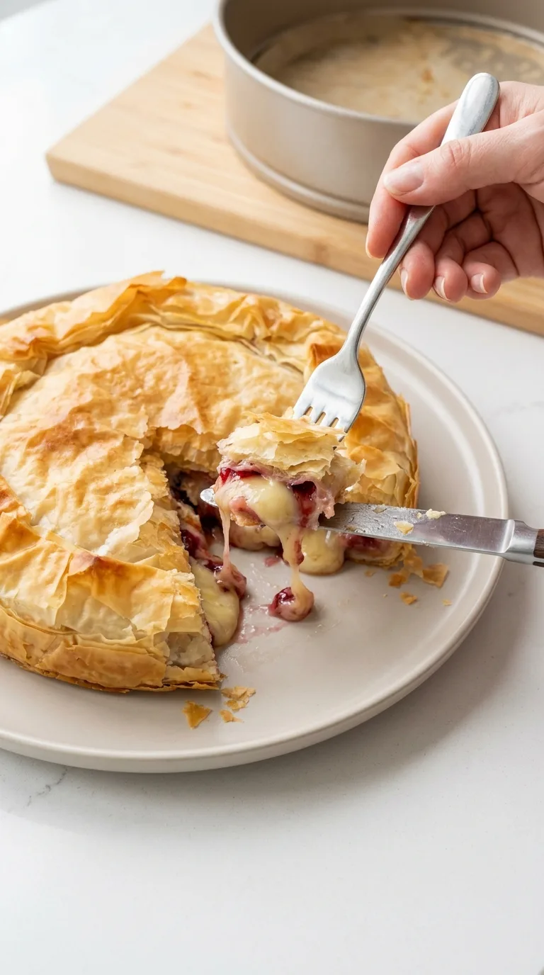 Layered Phyllo Pastry with Brie and Cranberry - Process Step