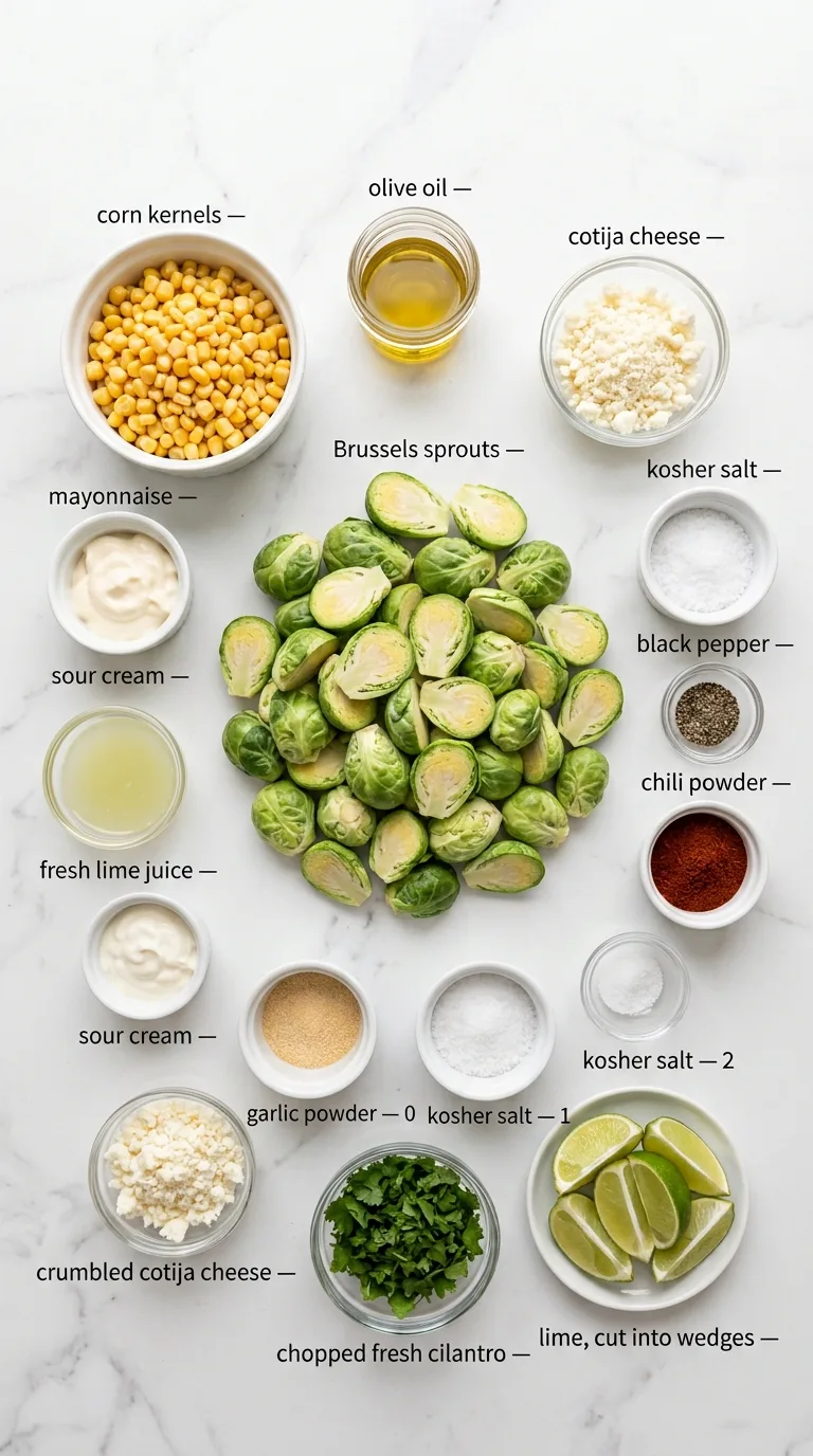 Mexican Street Corn Brussels Sprouts ingredients