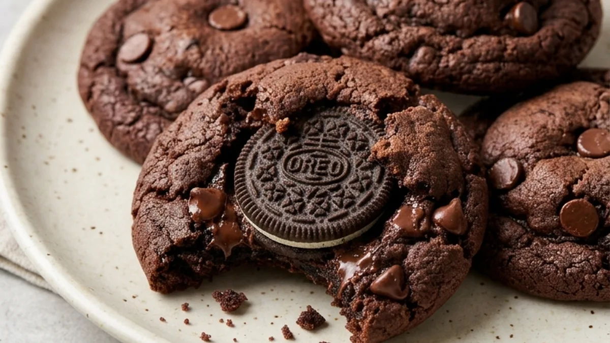 Oreo Stuffed Chocolate Cookies finished recipe