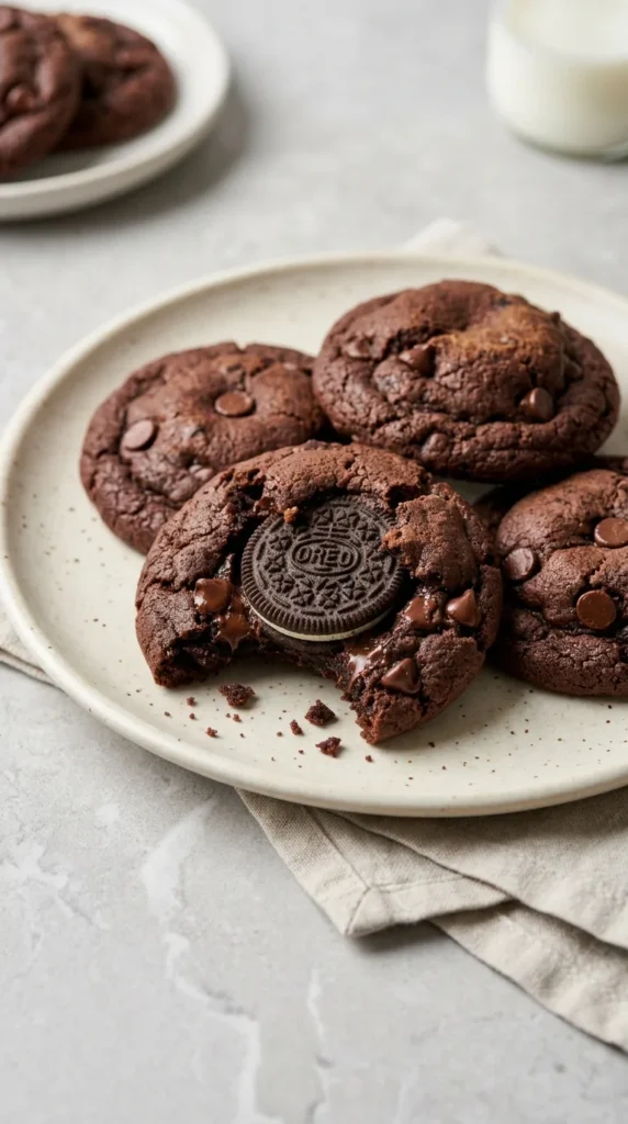 Oreo Stuffed Chocolate Cookies full finished recipe