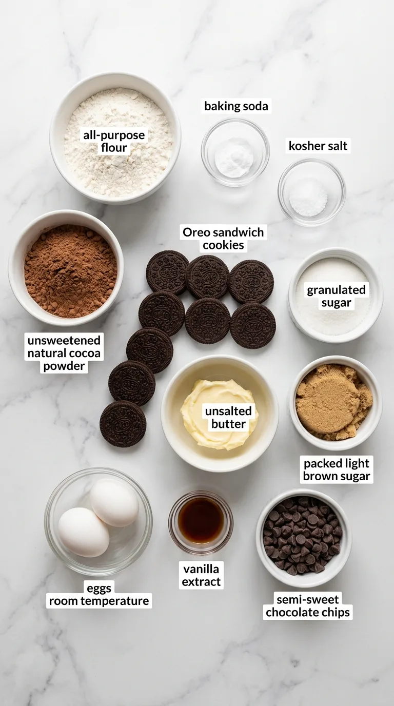 Oreo Stuffed Chocolate Cookies ingredients