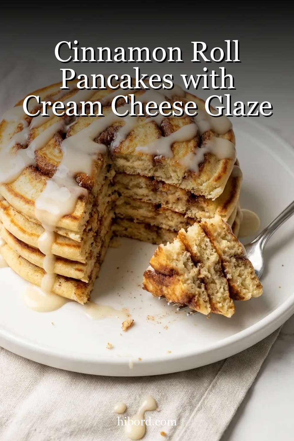 Cinnamon Roll Pancakes with Cream Cheese Glaze