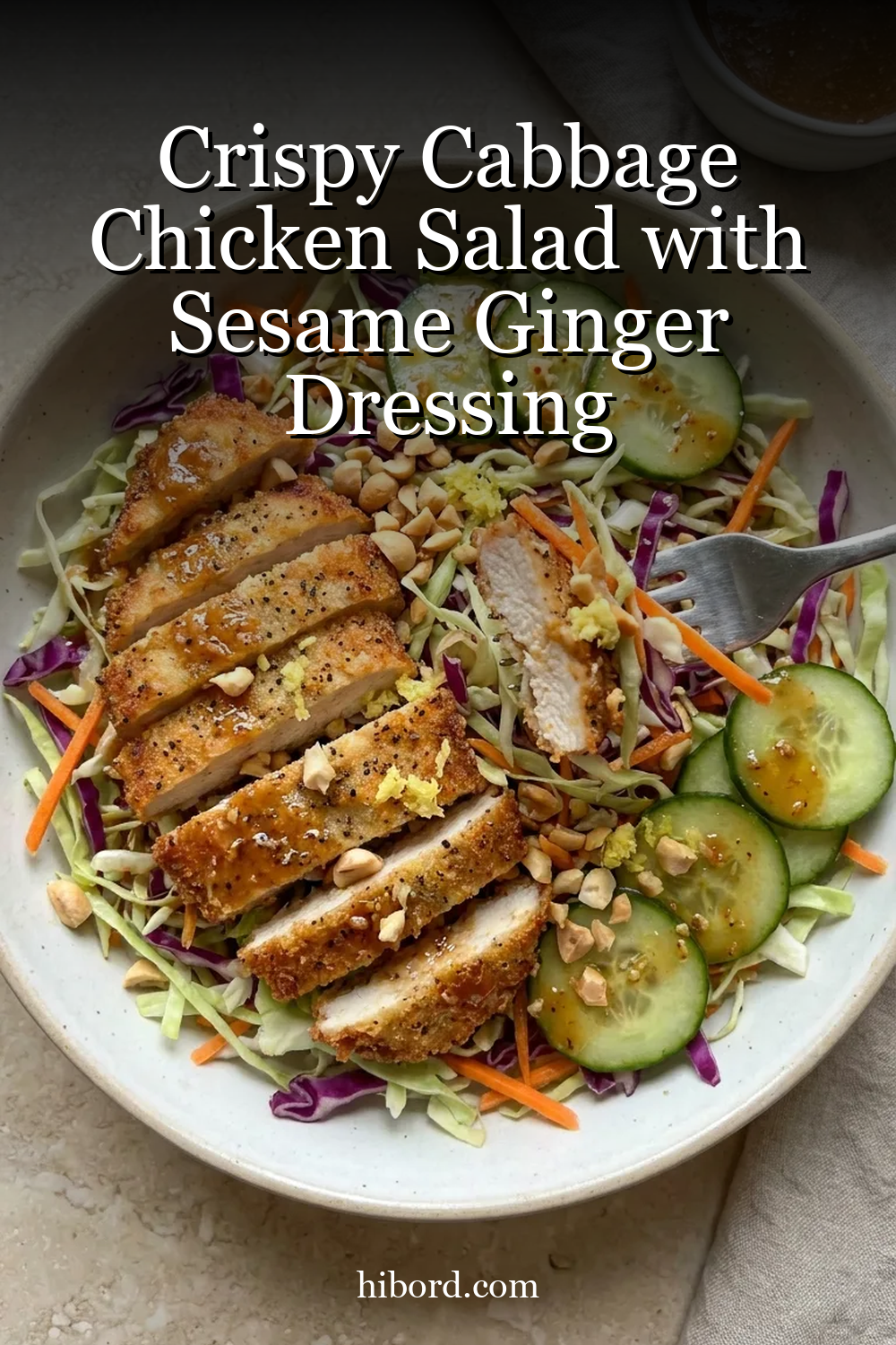 Crispy Cabbage Chicken Salad with Sesame Ginger Dressing