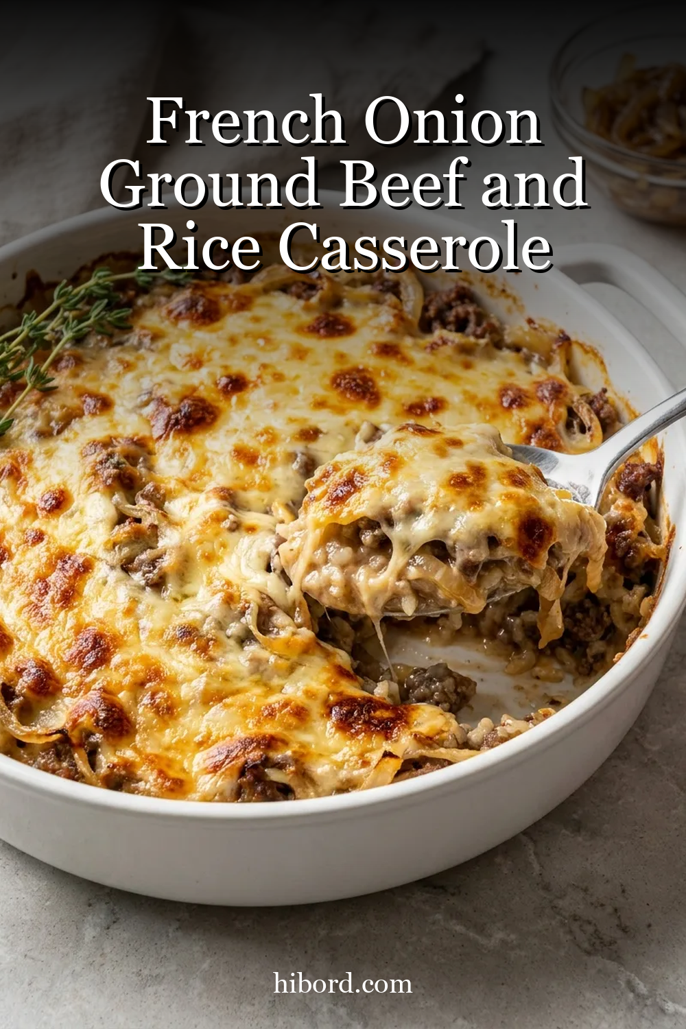 French Onion Ground Beef and Rice Casserole
