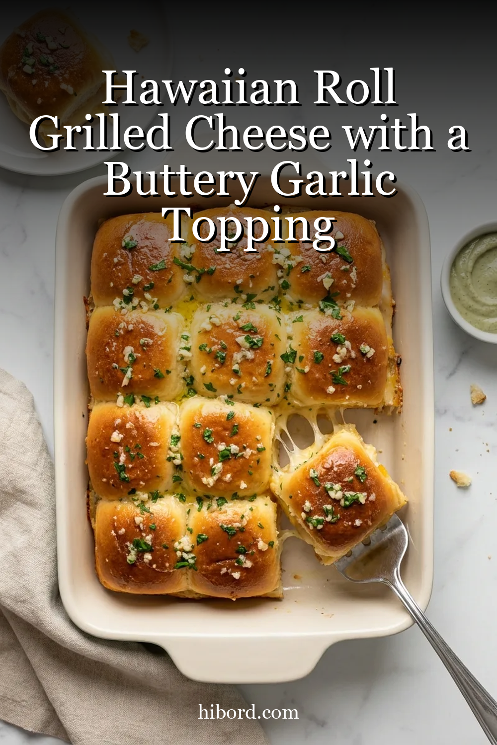 Hawaiian Roll Grilled Cheese with a Buttery Garlic Topping