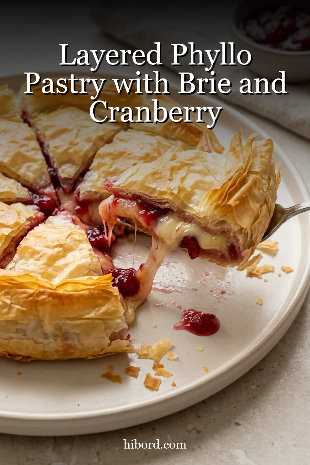 Layered Phyllo Pastry with Brie and Cranberry