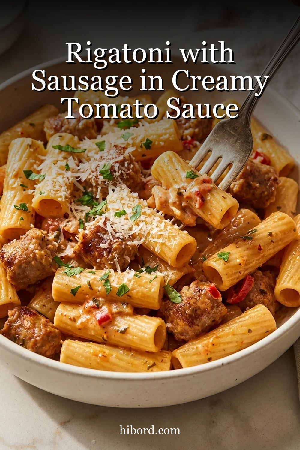 Rigatoni with Sausage in Creamy Tomato Sauce