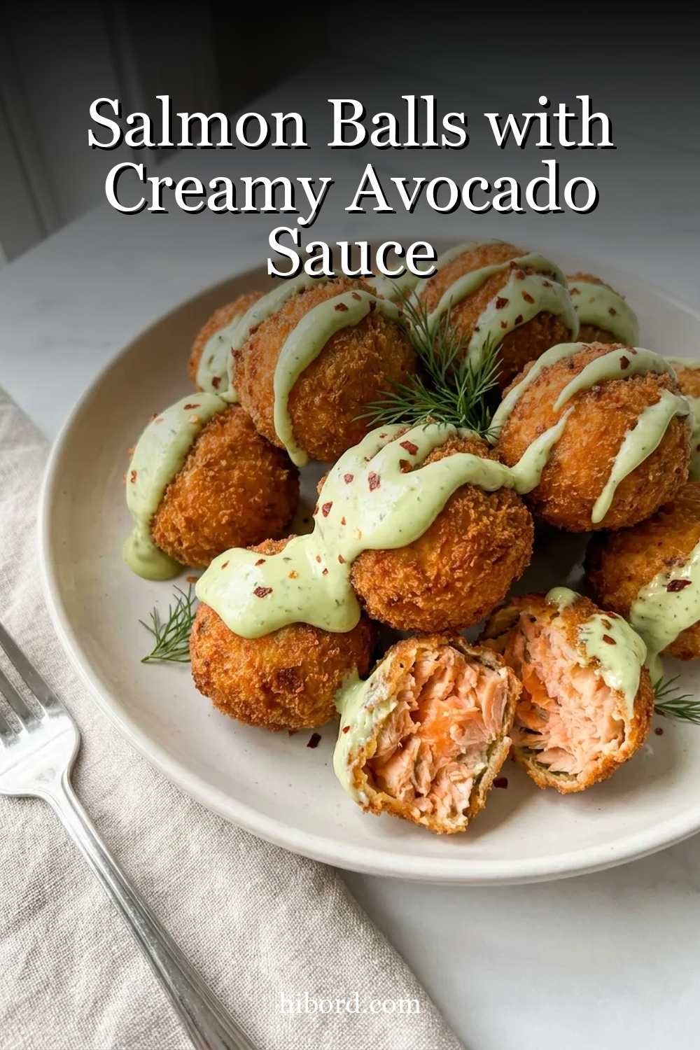 Salmon Balls with Creamy Avocado Sauce