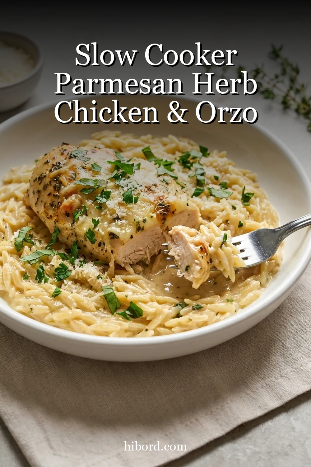 Slow Cooker Parmesan Herb Chicken & Orzo