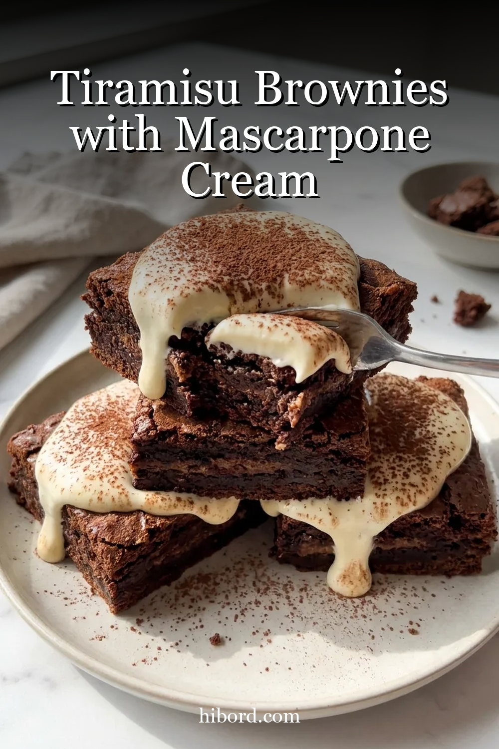 Tiramisu Brownies with Mascarpone Cream