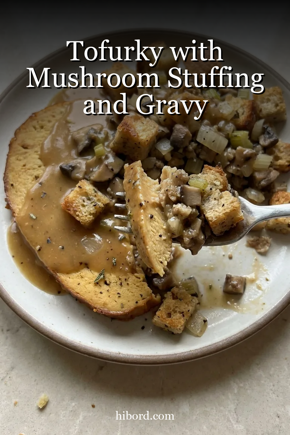Tofurky with Mushroom Stuffing and Gravy