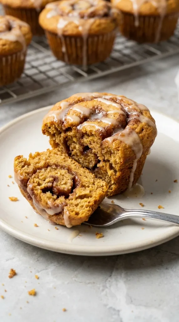 Pumpkin Cinnamon Roll Muffins full finished recipe