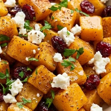 Roasted Butternut Squash with Cranberries & Feta